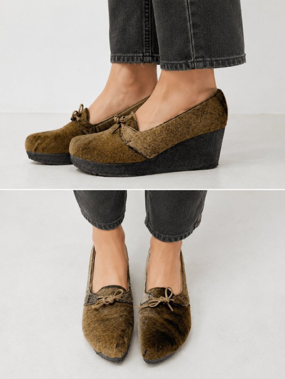 Trans-Parents Italian Real Fur Wedge Heels Shoes Sz 37